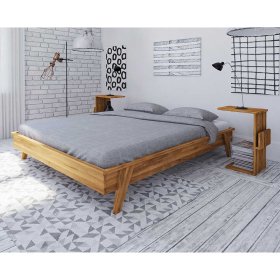 Wildeiche Bett Carilla aus massiv geölt mit Nachtkonsolen (dreiteilig) – Ansicht 2