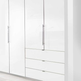 Großer Falttüren Kleiderschrank Emiliano in Weiß mit LED Beleuchtung – Ansicht 5