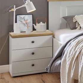 Hohes Landhaus Bett Wady in Weiß und Eiche Bianco Made in Germany – Ansicht 5