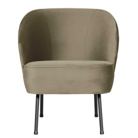 Lounge Sessel Romitella in hell Khaki Samt mit Vierfußgestell aus Metall – Ansicht 1