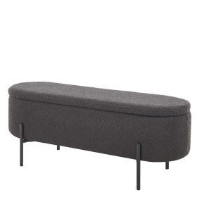 Stoffbank mit Truhe Acsandrio aus Boucle und Metall 110 cm breit – Ansicht 1