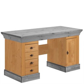 Büroschreibtisch Viaduca in Grau Kiefer teilmassiv im Landhaus Design – Ansicht 1