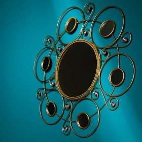 Deko Wandspiegel Balacon in Goldfarben mit Metallrahmen – Ansicht 2