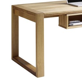 Bürotisch Emrada aus Wildeiche Massivholz mit offenen Fächern – Ansicht 3