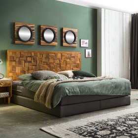 Doppelbett Kopfteil Koropi aus Teak massiv 220 cm breit – Ansicht 6