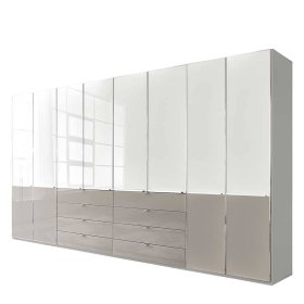 Schlafzimmerkleiderschrank Latina mit acht Schubladen Front glasbeschichtet – Ansicht 1