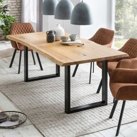Industry und Loft Esstisch Yogahava mit Baumkante und Metallbügel – Ansicht 3