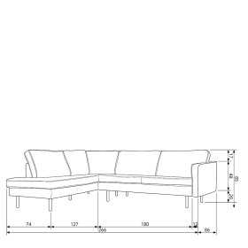 L Sofa Domago in Blau Samt im Retro Design – Ansicht 9