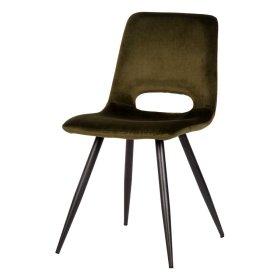 Polsterstuhl modern Set Giannas mit Samt Bezug in Oliv Grün (2er Set) – Ansicht 1