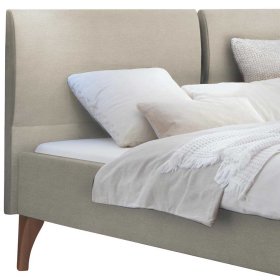 Polster Bett Beige Bakra Liegefläche 140x200 cm mit Fußgestell aus Kernbuche – Ansicht 3