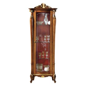 Esszimmervitrine Savolina in Nussbaumfarben und Dunkelrot 70 cm breit – Ansicht 1