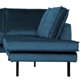 L Sofa Domago in Blau Samt im Retro Design – Ansicht 5