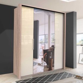 Luxus Schlafzimmerschrank Codumenta in Cremefarben und Eiche Sägerau – Ansicht 2