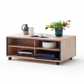 Rollbarer Couchtisch Geronda in Eichefarben und Anthrazit 115 cm breit – Ansicht 5