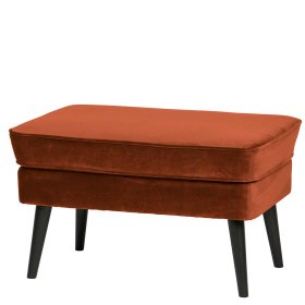 Fußhocker zum Sofa Berga in Rostfarben Samt mit Vierfußgestell aus Holz – Ansicht 1