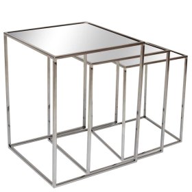 Beistelltische Sofa Amber in Silberfarben und Transparent (dreiteilig) – Ansicht 2