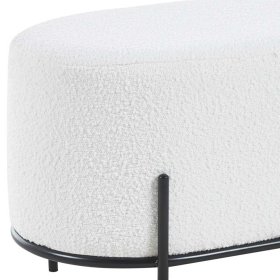 Ovaler Hocker Bryan aus Boucle Stoff und Metall 42 cm hoch – Ansicht 4