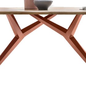 Tisch Massivholz Frosic in Wildeichefarben und Braun mit Metallgestell – Ansicht 4