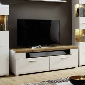 Fernsehmöbel Drucana in Weiß Eiche 140 cm breit – Ansicht 2