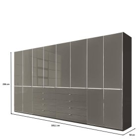 Schlafzimmerkleiderschrank Boplaroma mit zehn Schubladen Front glasbeschichtet – Ansicht 9