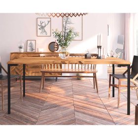 Esszimmertisch Yalley aus Wildeiche Massivholz und Metall im Skandi Design – Ansicht 2