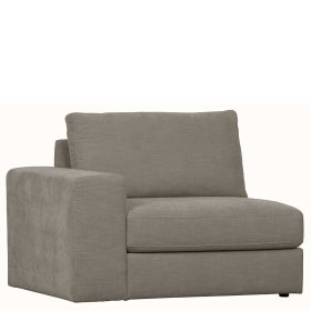 Sofa Element mit Armlehne links Fredoco in Grau Rücken echt bezogen – Ansicht 1