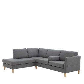 Skandi Design Sofaecke Bastia in Grau mit Fußgestell aus Holz – Ansicht 1