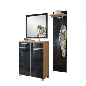Garderobenset Curomma in Anthrazit Glas Eiche furniert (dreiteilig) – Ansicht 1