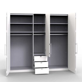 3 türiger Kleiderschrank Emiliano in Weiß Made in Germany – Ansicht 6