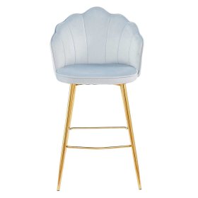 Designbarhocker Syndria in Hellgrau und Gold Muschelform (2er Set) – Ansicht 2
