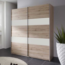 Schiebetürenschrank Lovro in Eiche San Remo und Weiß 135x198x65 cm – Ansicht 2