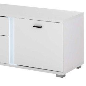 Weiße Design Wohnwand Constantin mit LED Beleuchtung 125 cm hoch (dreiteilig) – Ansicht 13
