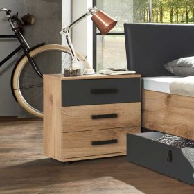 Schlafzimmer Set Latizia in Dunkelgrau und Plankeneiche Holzoptik (vierteilig) – Ansicht 9