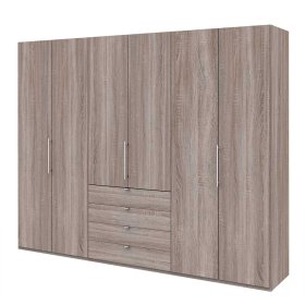 Kombi Kleiderschrank Vasilio in Eiche Trüffelfarben modern – Ansicht 1