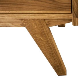 Wildeiche Doppelbett Carilla im Retro Design mit Nachtkommoden (dreiteilig) – Ansicht 8
