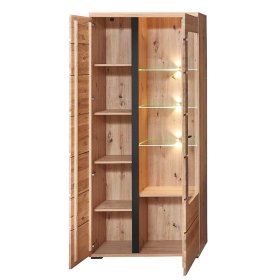 Wohnzimmervitrinenschrank Sebetino mit LED Beleuchtung 90 cm breit – Ansicht 4