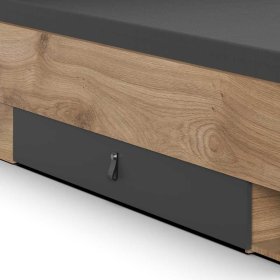 Schlafzimmer Set Latizia in Dunkelgrau und Plankeneiche Holzoptik (vierteilig) – Ansicht 6