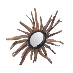 Dekorativer Wandspiegel Koropi I aus Suar Massivholz 90 cm breit – Ansicht 3