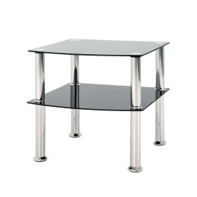 Beistelltisch Jeffa aus Sicherheitsglas und Edelstahl in Schwarz – Ansicht 1