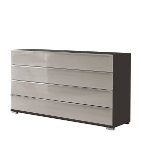Modernes Sideboard Sanctos mit Metallgriffen Front glasbeschichtet – Ansicht 1