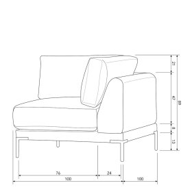 Eckelement Modul Sofa Udjaca in Taupe mit Vierfußgestell aus Metall – Ansicht 15