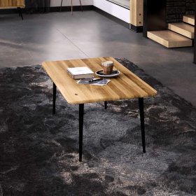 Wohnzimmer Tisch Clantica aus Wildeiche Massivholz und Stahl – Ansicht 4