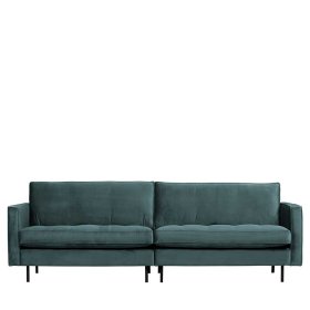 Retrostil Couch Maiwos in Petrol mit Samtbezug – Ansicht 3