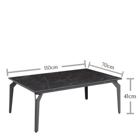 Schwarzer Designcouchtisch Aventi aus Keramik und Metall 110 cm breit – Ansicht 5
