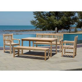 Gartensitzgruppe Spadarius aus Teak Massivholz mit zwei Bänken (fünfteilig) – Ansicht 1
