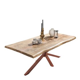 Baumkanten Tisch Celina aus Mangobaum Massivholz und Eisen im Loft Design – Ansicht 2