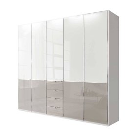XL Schlafzimmerkleiderschrank Latina Front glasbeschichtet mit vier Schubladen – Ansicht 1