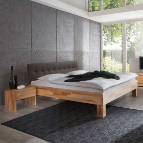 Doppelbett Murewa aus Kernbuche Massivholz mit Polsterkopfteil (dreiteilig) – Ansicht 2