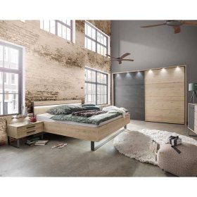 Schlafzimmer Set Bruvena in Eichefarben und Dunkelgrau Made in Germany (vierteilig) – Ansicht 2