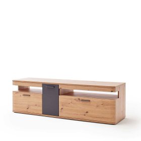 Wohnzimmer Anbauwand Lucisa in Eiche Optik und Anthrazit 310 cm breit (dreiteilig) – Ansicht 6